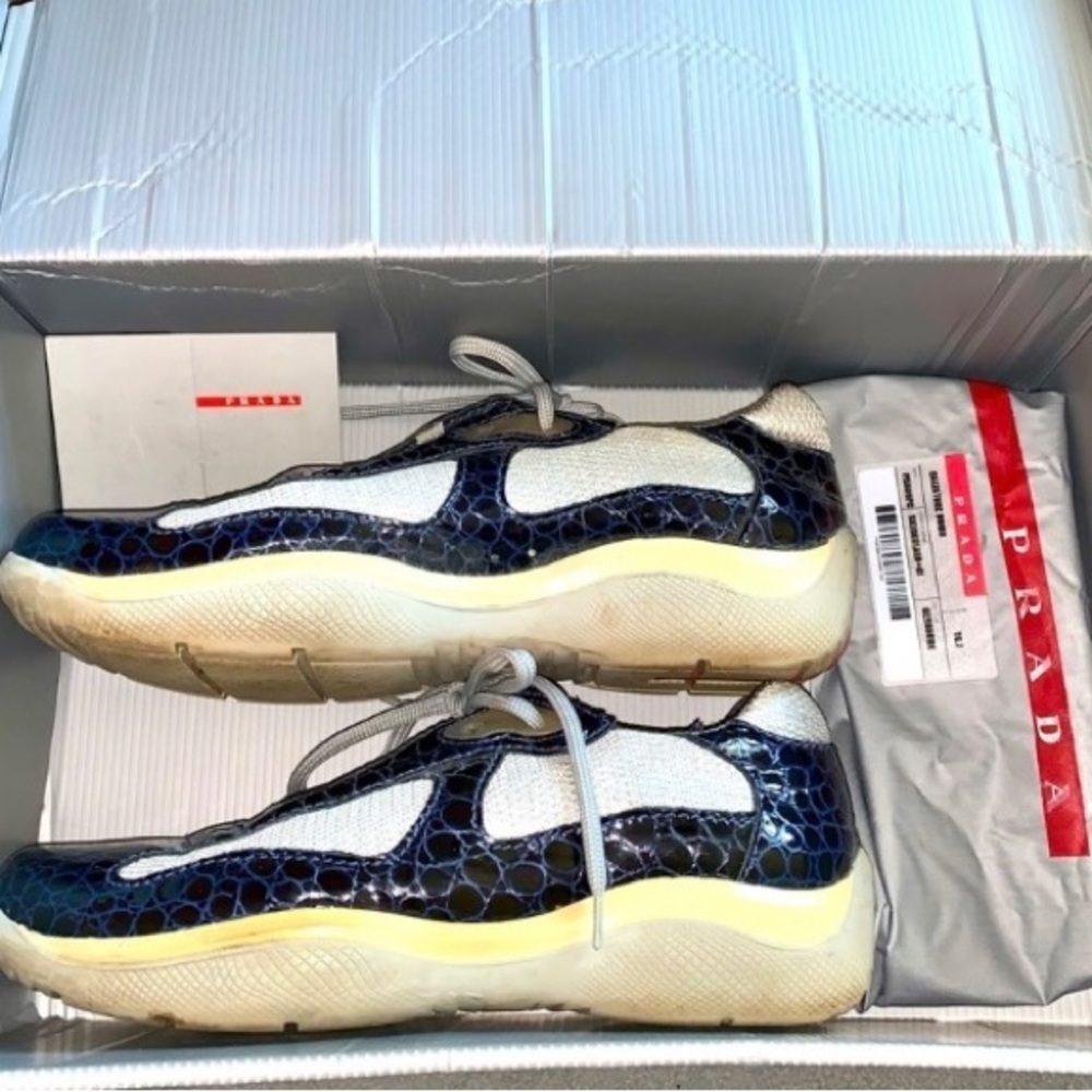 PRADA Alligator Print America Cup Sneakers